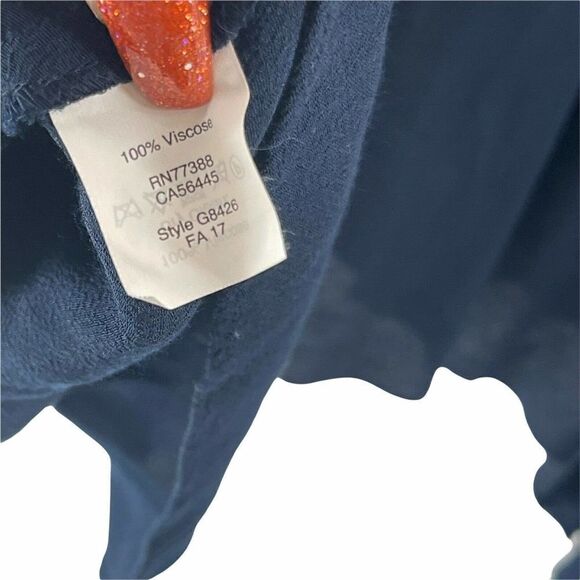 Madewell Dress Navy Blue Womens Size S Long Button Peep Sleeve Shark Bite Hem - Picture 7 of 7